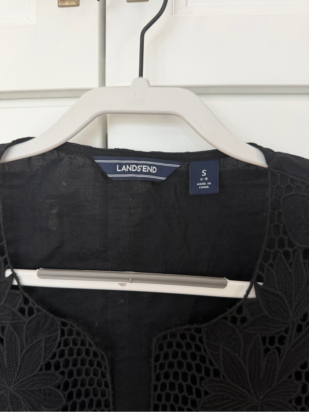 Lands' End Black Crochet V-Neck Swim Coverup - Picture 3 of 3
